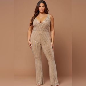 Hollie Embellished Jumpsuit - Nude